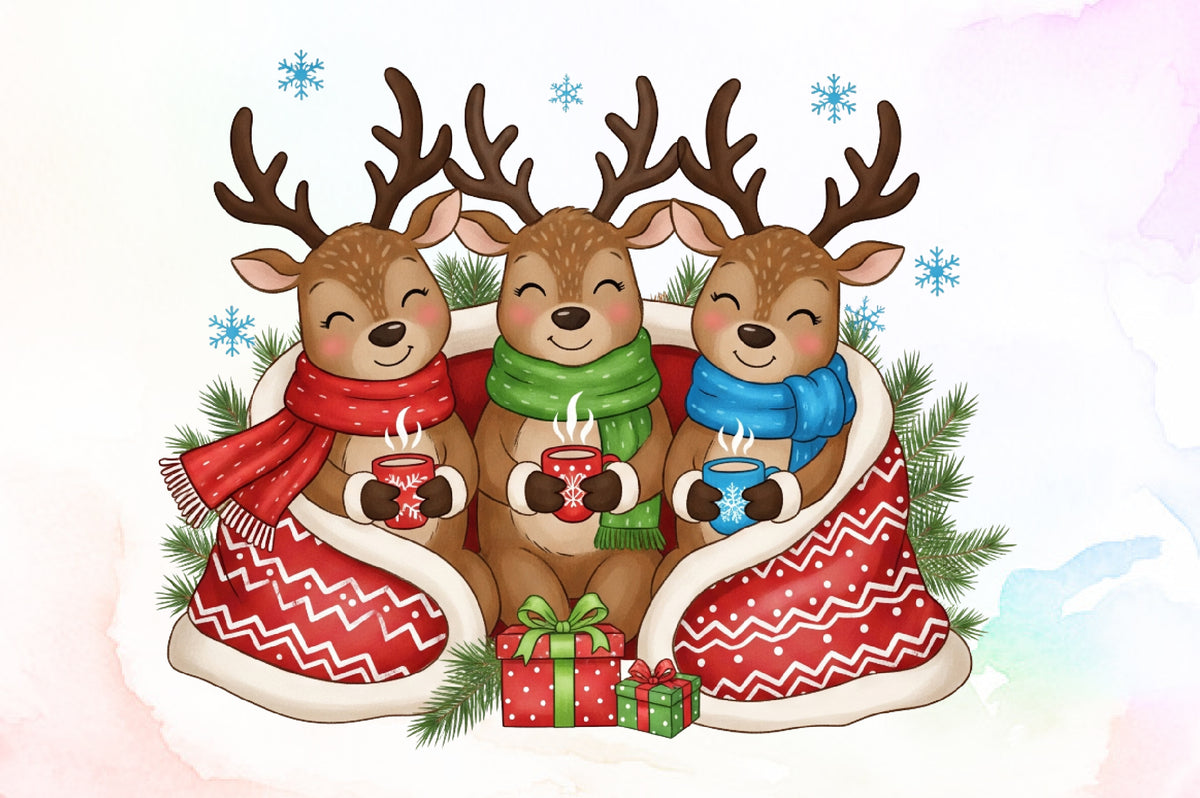 Cute Christmas Reindeer Cocoa PNG
