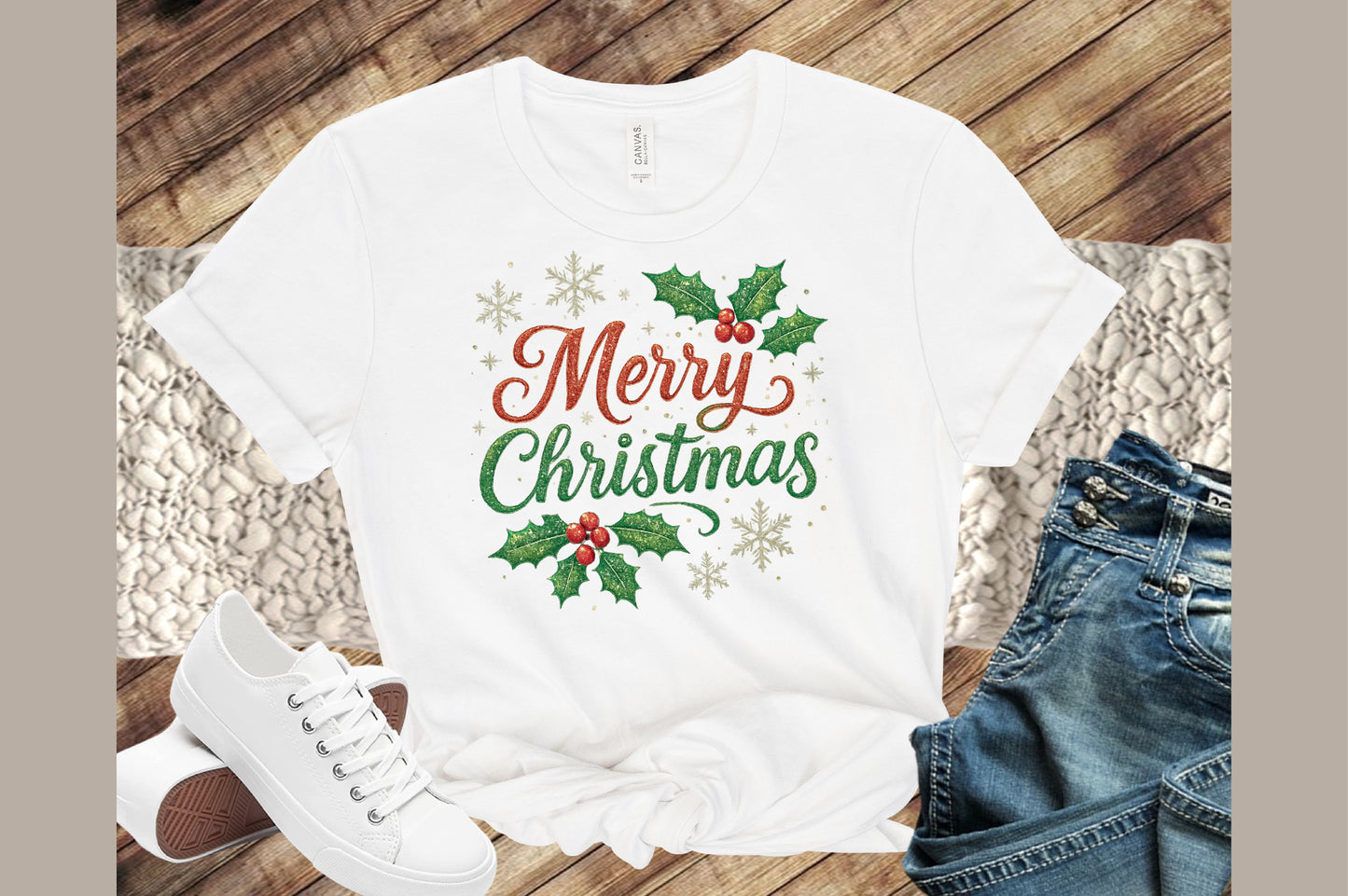 Merry Christmas Holly Watercolor PNG