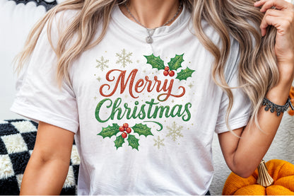 Merry Christmas Holly Watercolor PNG