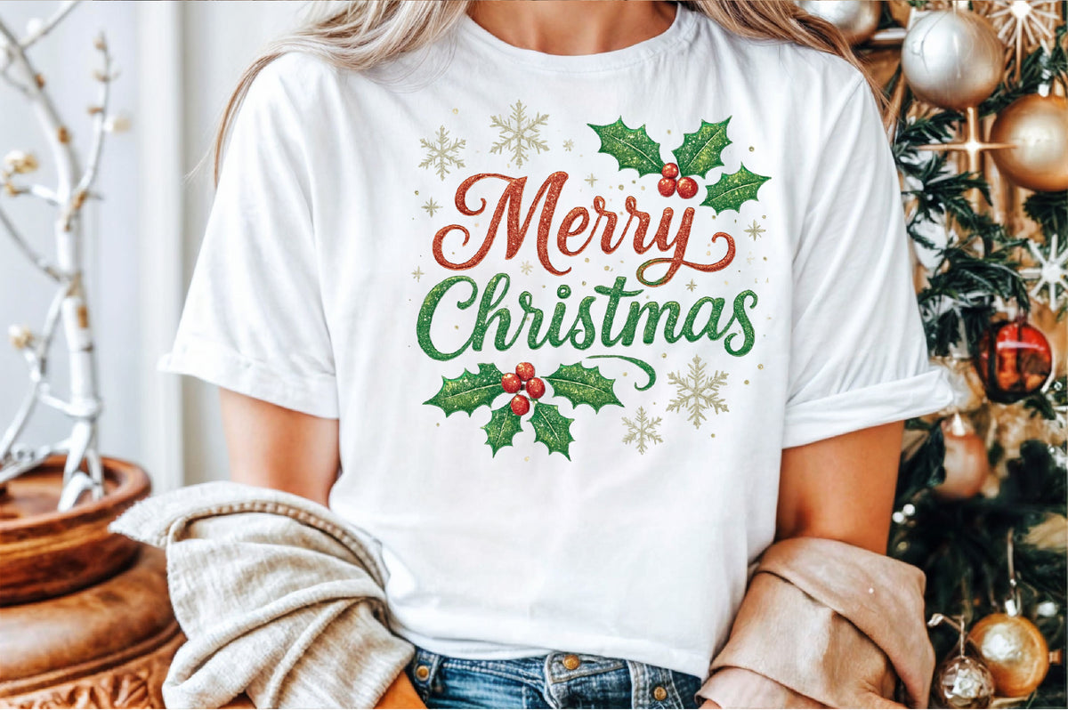 Merry Christmas Holly Watercolor PNG