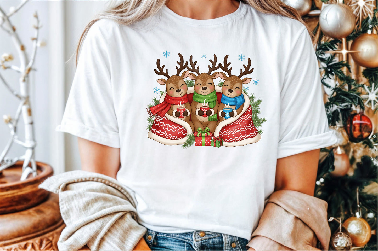 Cute Christmas Reindeer Cocoa PNG