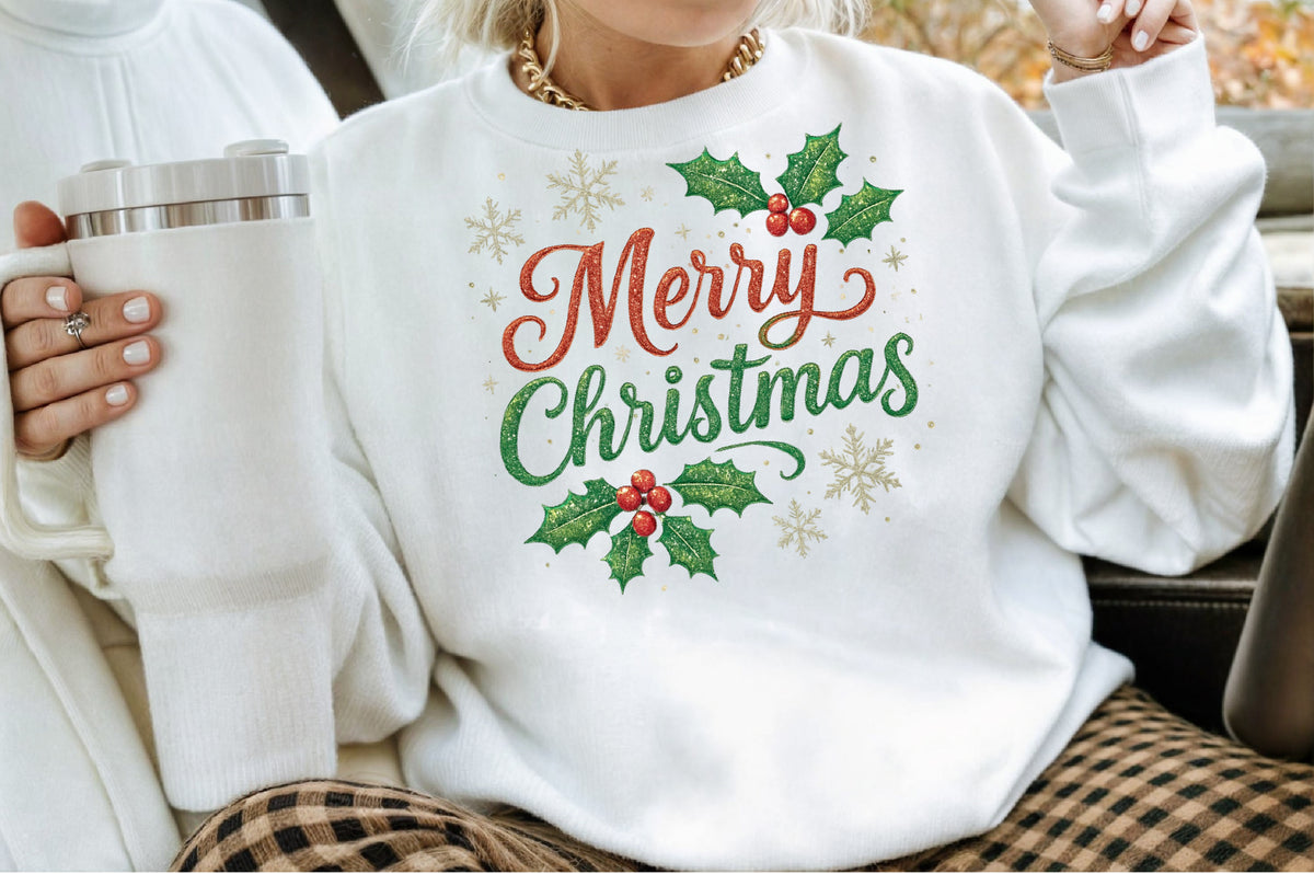 Merry Christmas Holly Watercolor PNG
