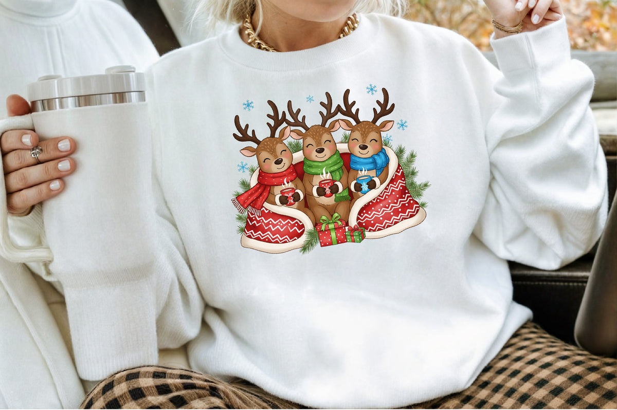 Cute Christmas Reindeer Cocoa PNG