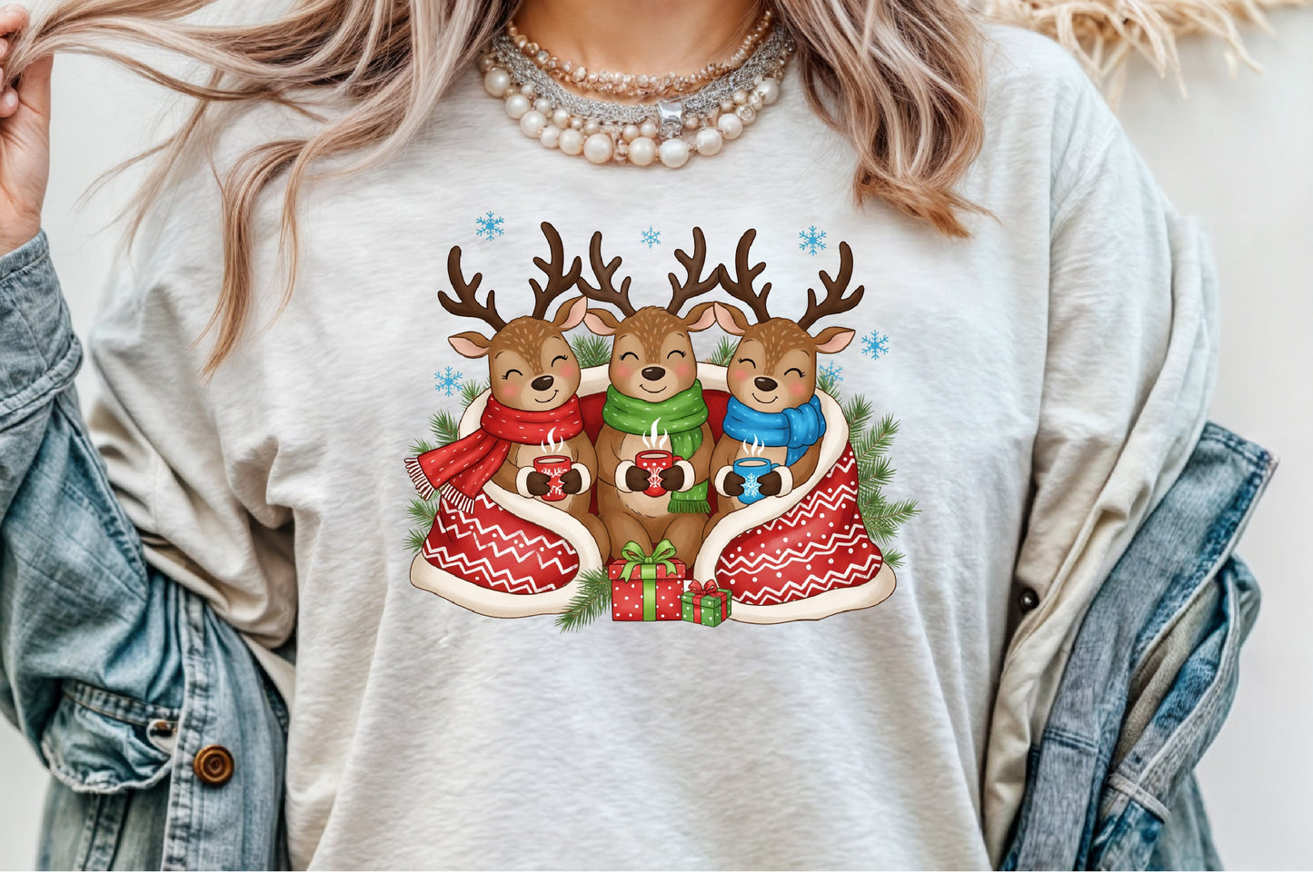 Cute Christmas Reindeer Cocoa PNG