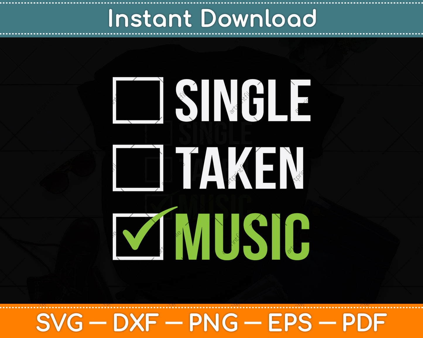 Single Taken Music Svg Png Dxf Digital Cutting File