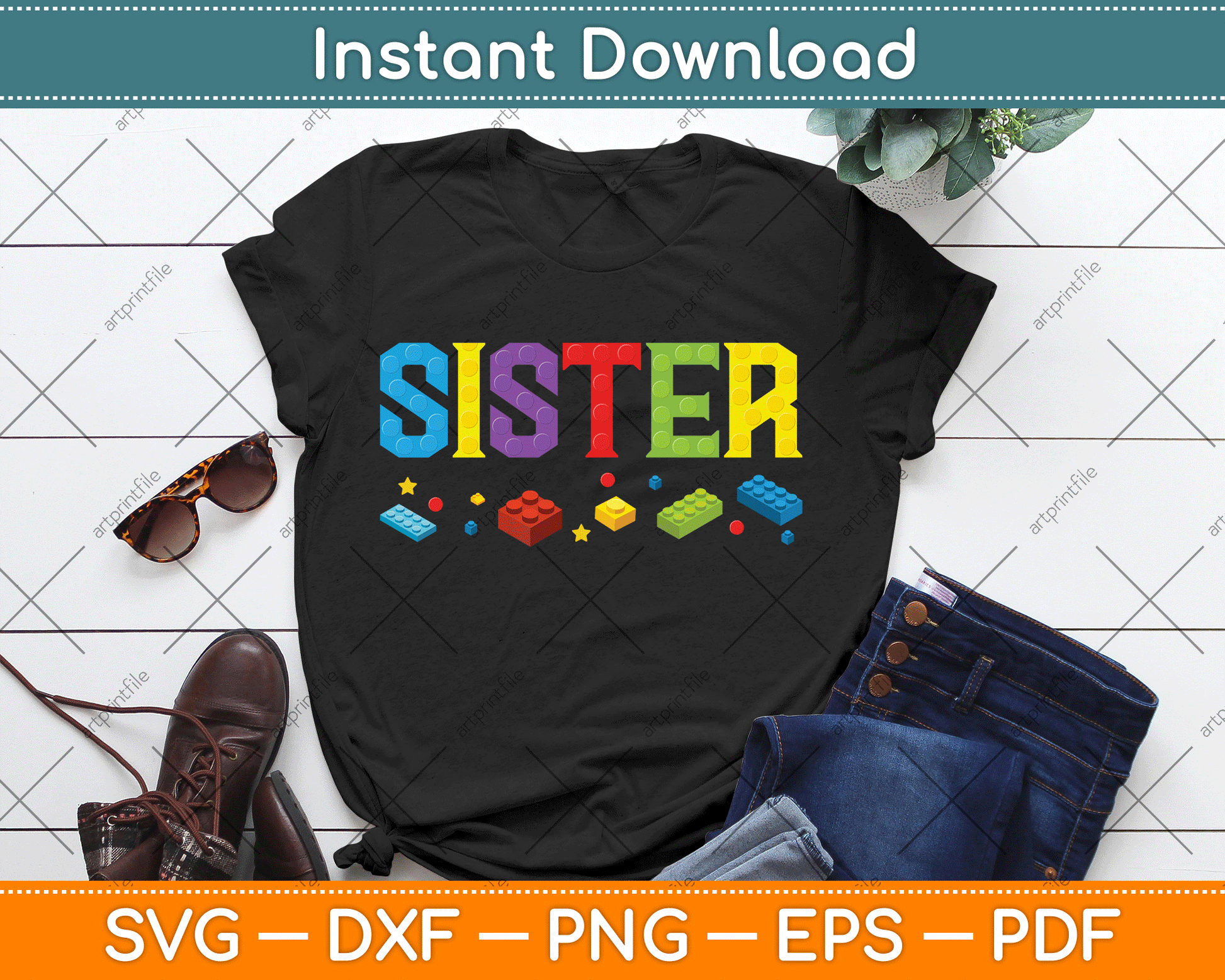 Sister Master Builder Building Bricks SVG Digital Cutting File