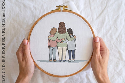 Sisters Embroidery Design – Cute Sister Machine Embroidery Pattern, Best Sister Embroidery Design