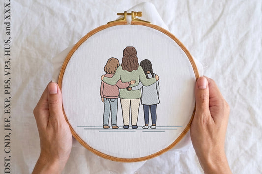 Sisters Embroidery Design – Cute Sister Machine Embroidery Pattern, Best Sister Embroidery Design