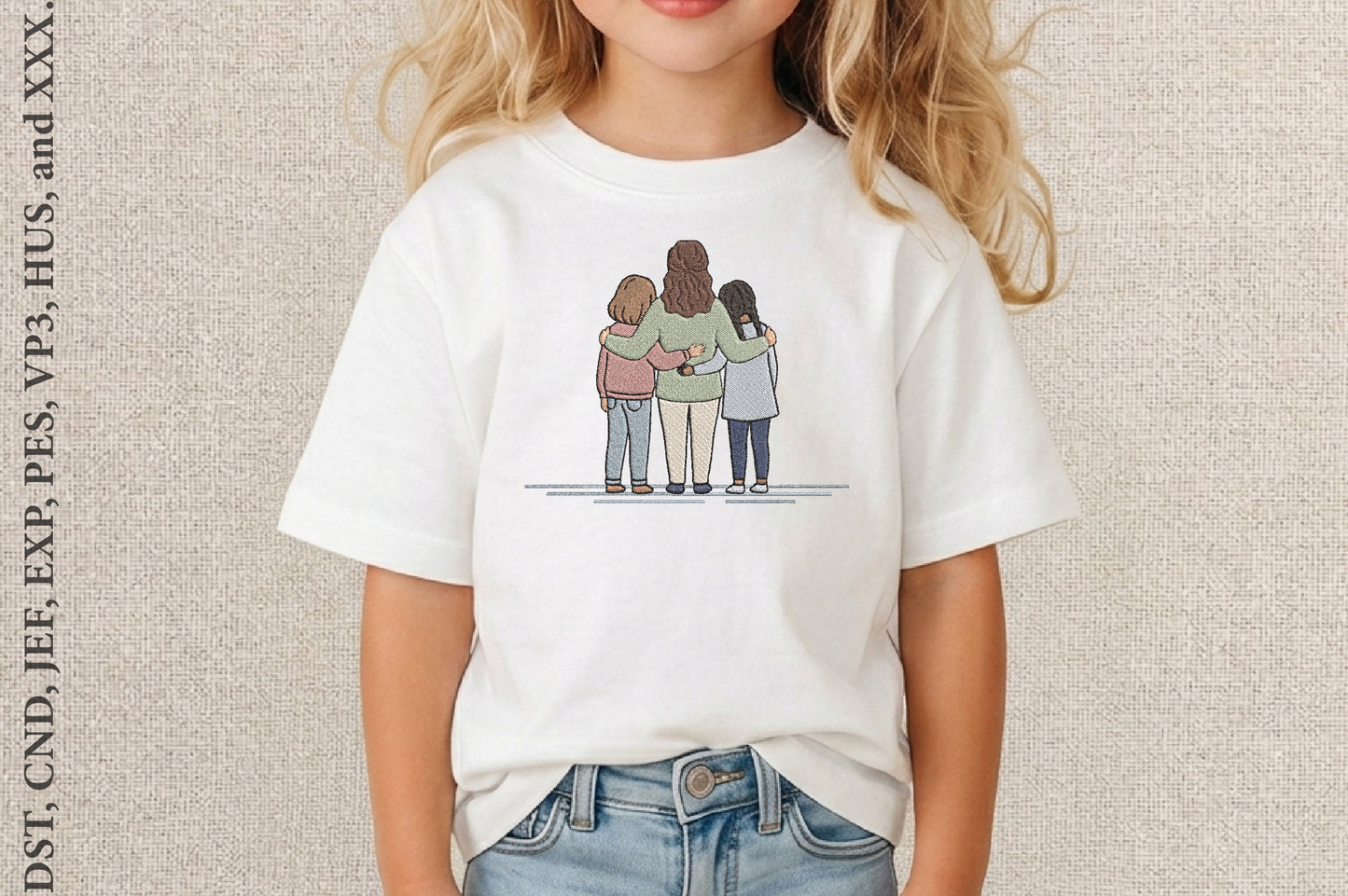 Sisters Embroidery Design – Cute Sister Machine Embroidery Pattern, Best Sister Embroidery Design