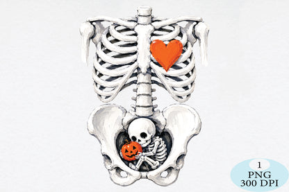 Skeleton Halloween Pregnancy PNG