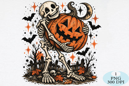 Skeleton Pumpkin Halloween Spooky PNG
