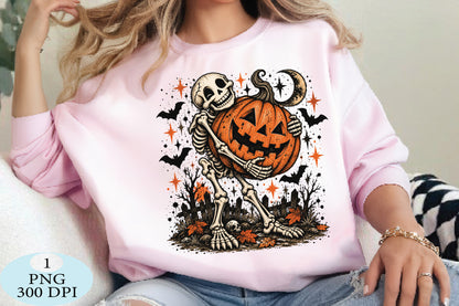 Skeleton Pumpkin Halloween Spooky PNG
