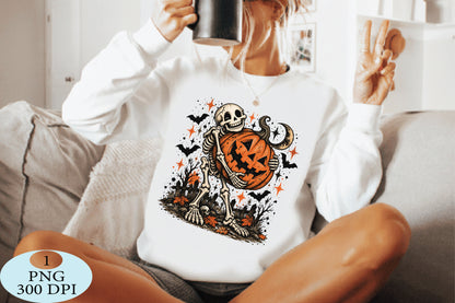 Skeleton Pumpkin Halloween Spooky PNG