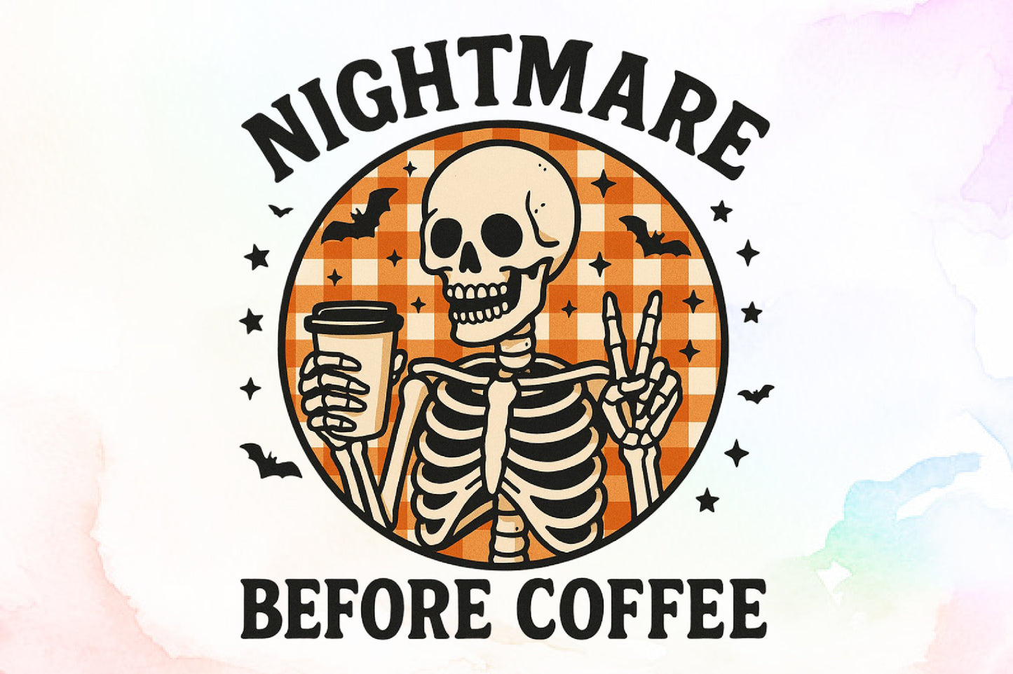 Nightmare Before Coffee Skeleton Halloween PNG Design