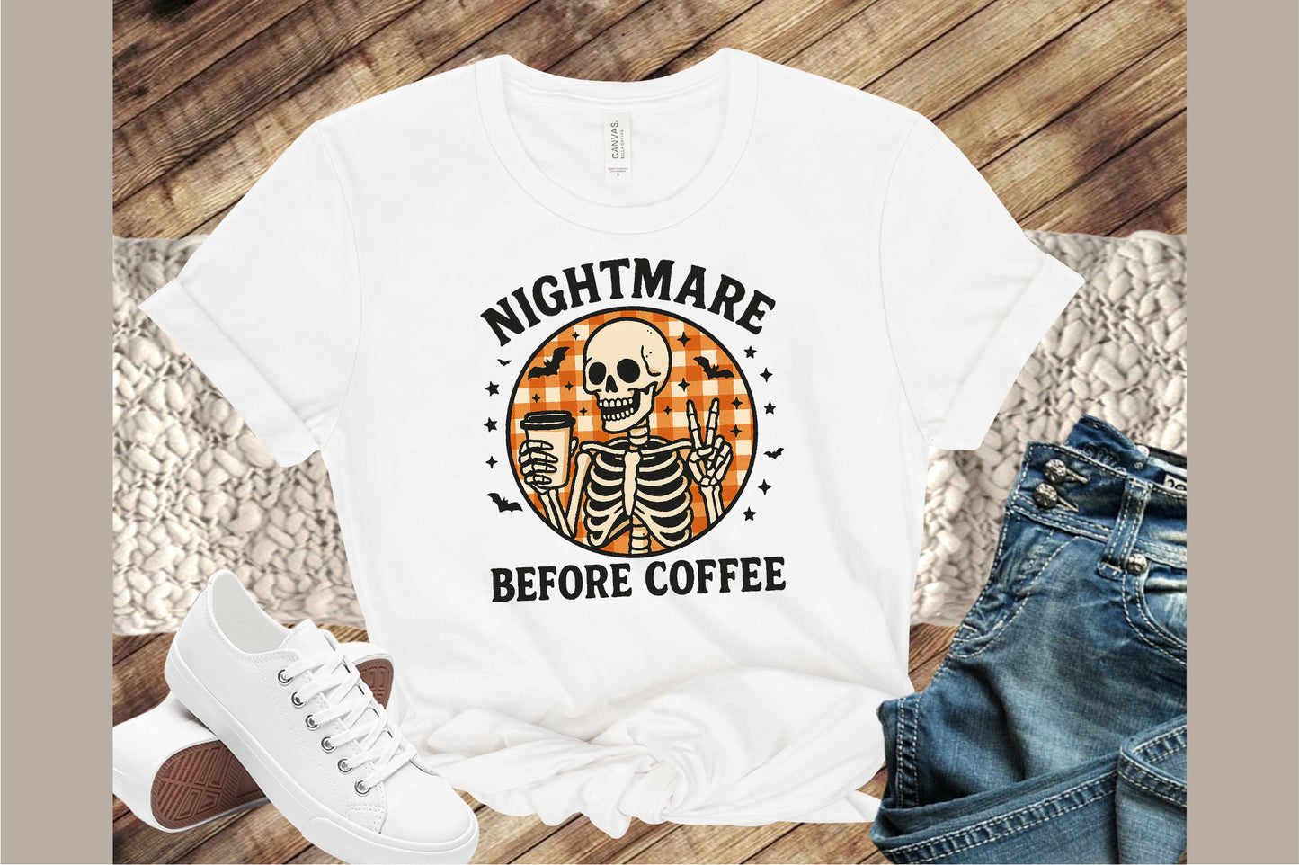 Nightmare Before Coffee Skeleton Halloween PNG Design