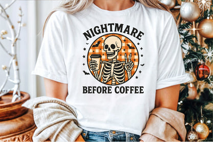 Nightmare Before Coffee Skeleton Halloween PNG Design