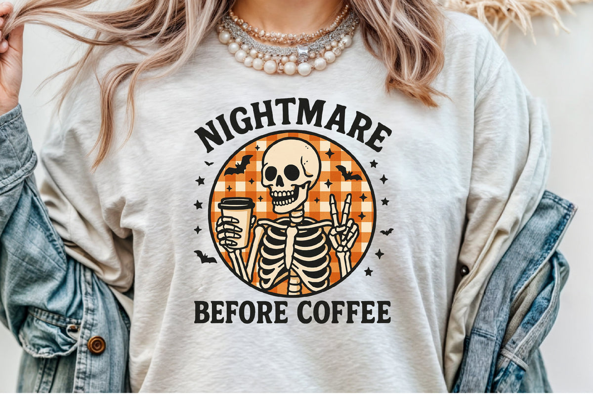 Nightmare Before Coffee Skeleton Halloween PNG Design
