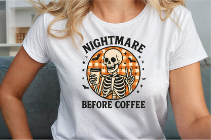 Nightmare Before Coffee Skeleton Halloween PNG Design