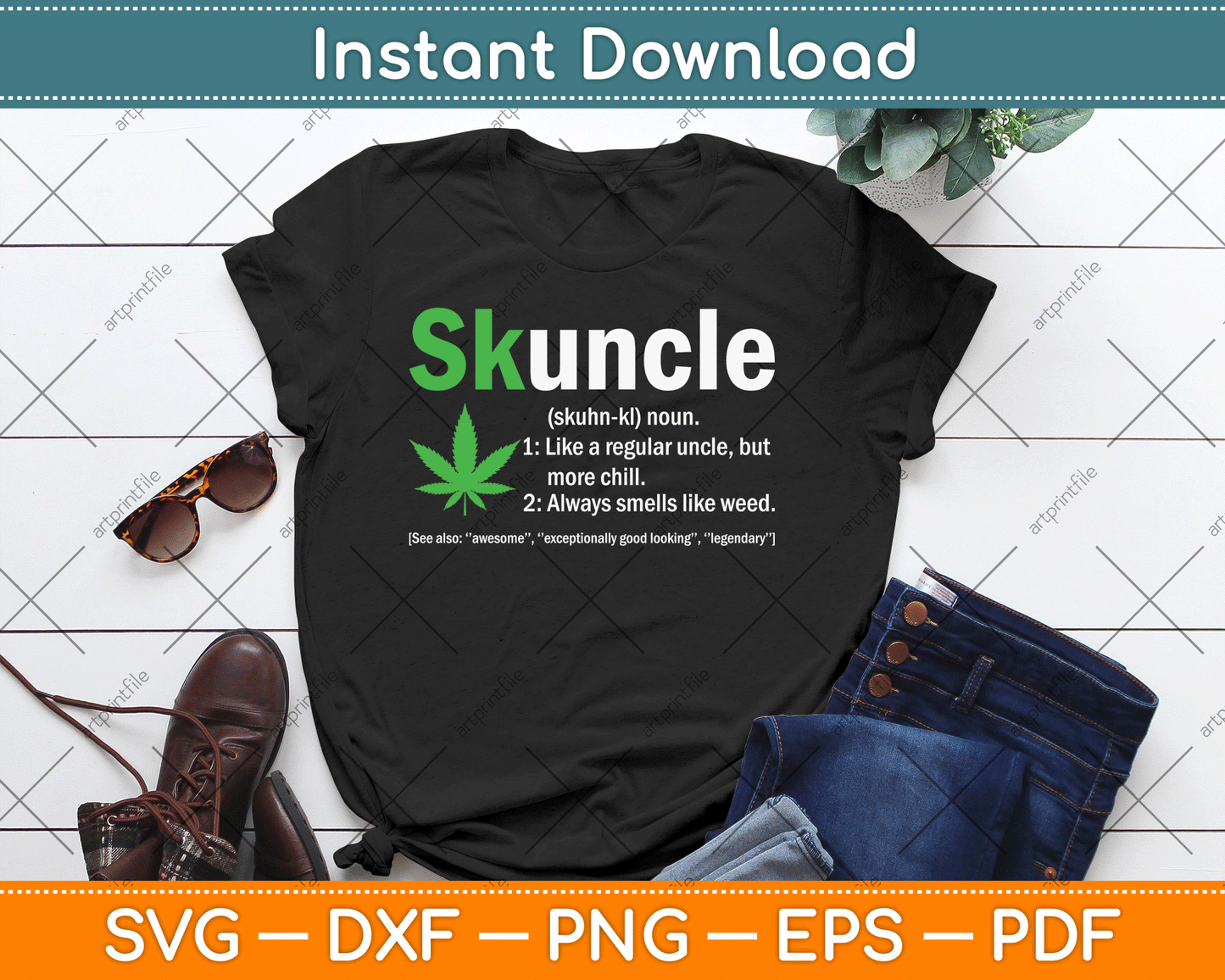 Skuncle Definition Funny Weed Pot Cannabis Marijuana Uncle SVG Digital Cutting File