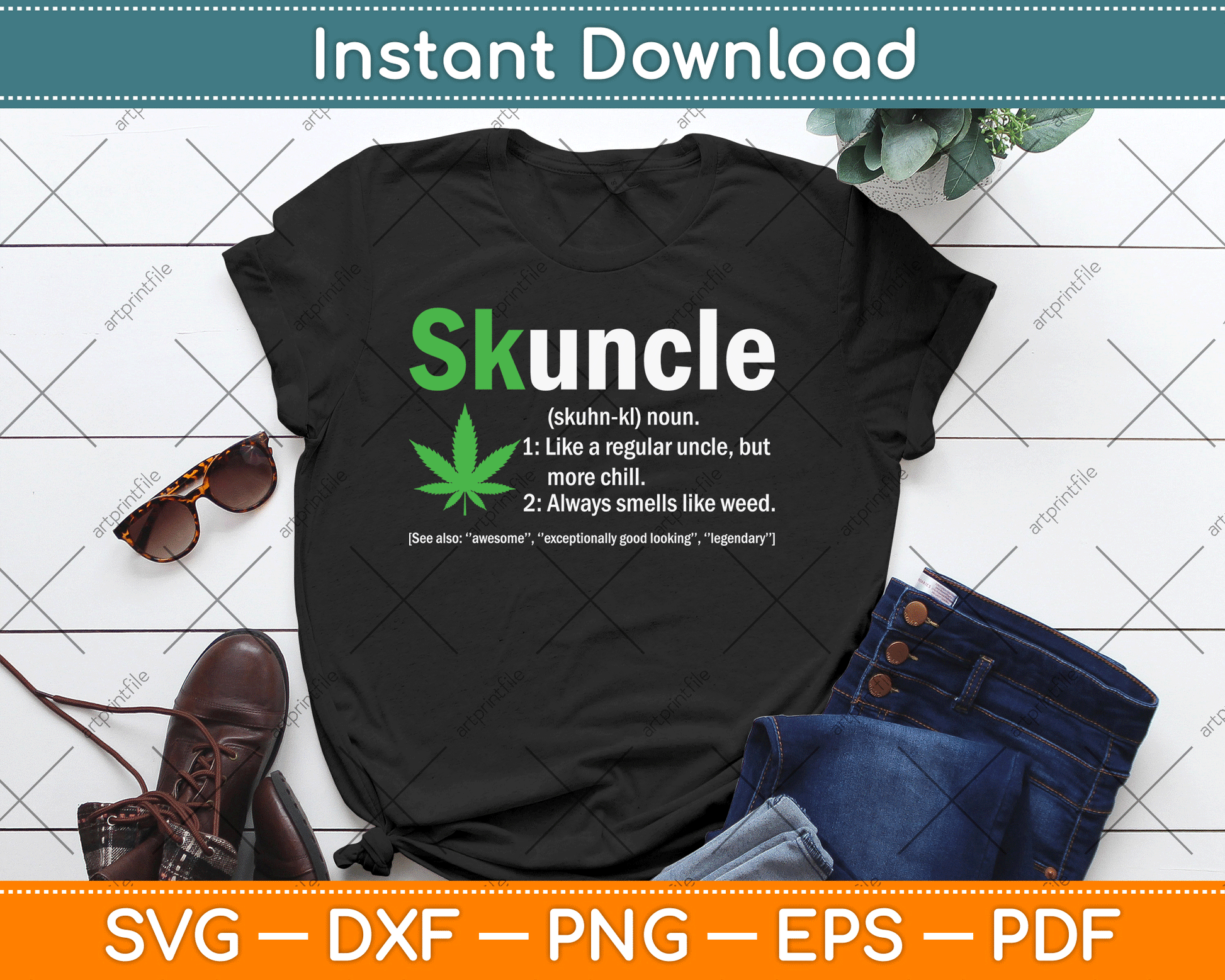 Skuncle Definition Funny Weed Pot Cannabis Marijuana Uncle SVG Digital Cutting File