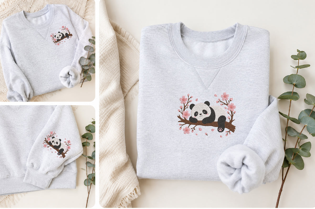 Sleeping Panda Embroidery Design