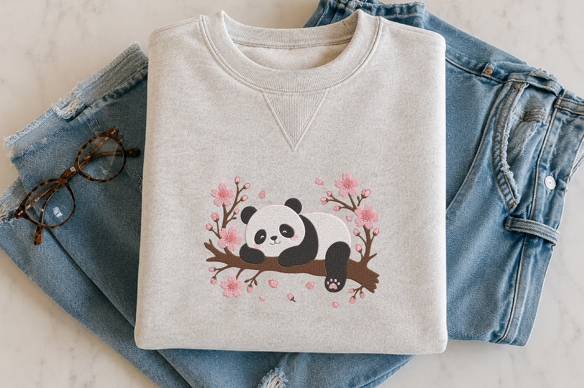 Sleeping Panda Embroidery Design