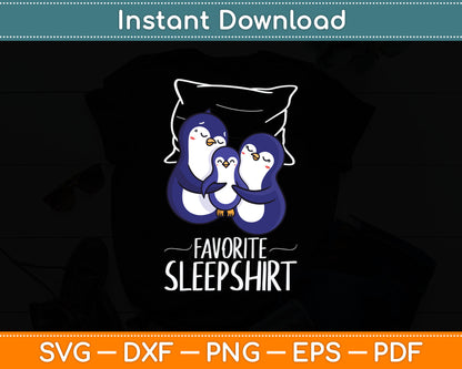 Sleeping Penguin Pyjamas Penguin Lover Svg Digital Cutting File