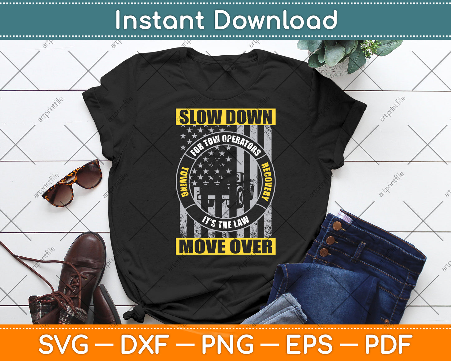 Tow Lives Matter Thin Yellow Line Tow Truck Driver Svg Digital Cricut Cutting File