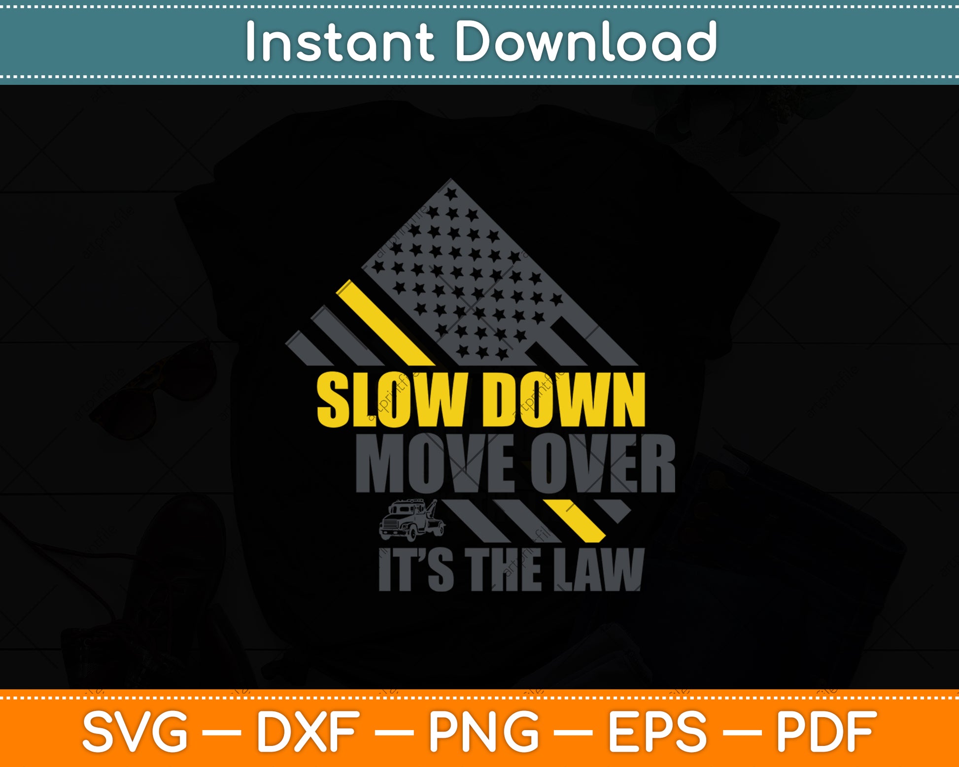 USA Flag Tow Lives Matter Thin Yellow Line Tow Truck Driver Svg Digital Cutting File