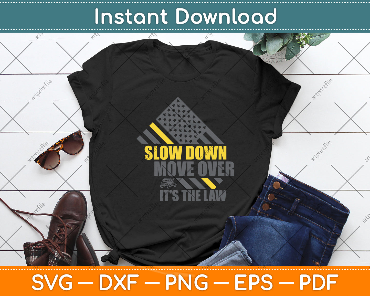 USA Flag Tow Lives Matter Thin Yellow Line Tow Truck Driver Svg Digital Cutting File