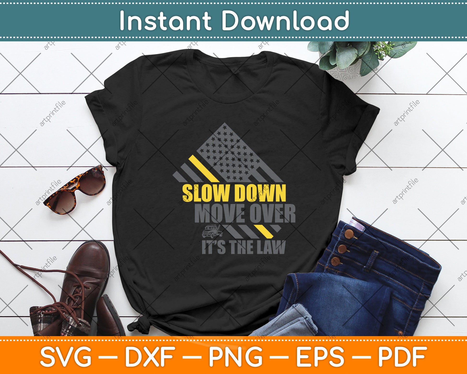 USA Flag Tow Lives Matter Thin Yellow Line Tow Truck Driver Svg Digital Cutting File