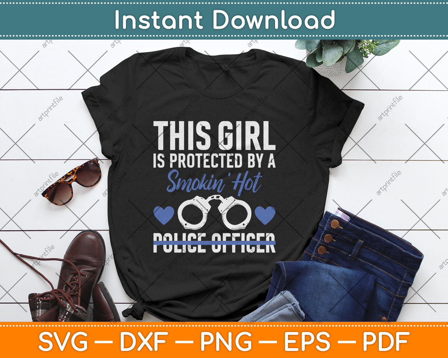 Smokin' Hot Police Officer Funny Police Wife Girlfriend Gift Svg Digital Cutting File