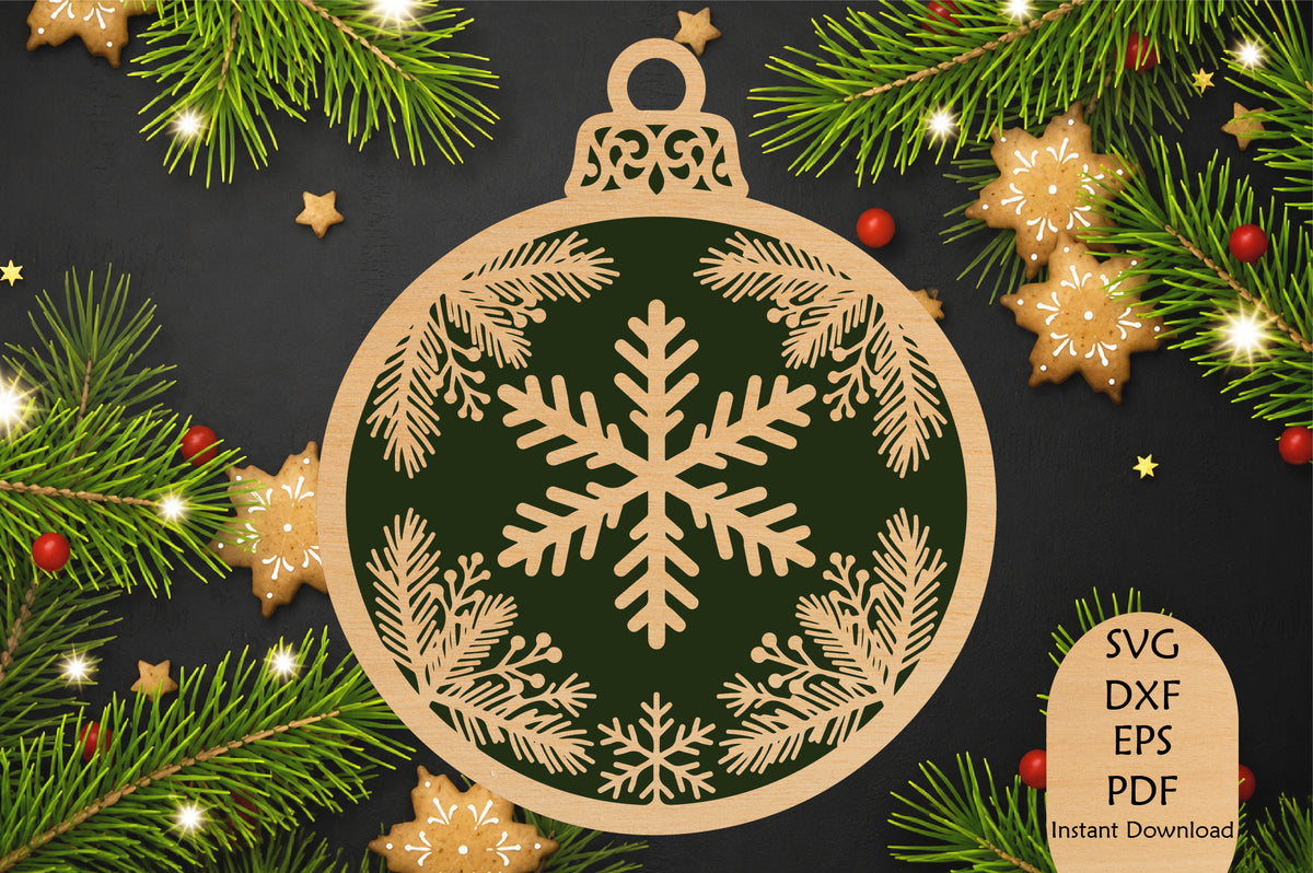 Snowflake Christmas Ornament Laser Cut SVG