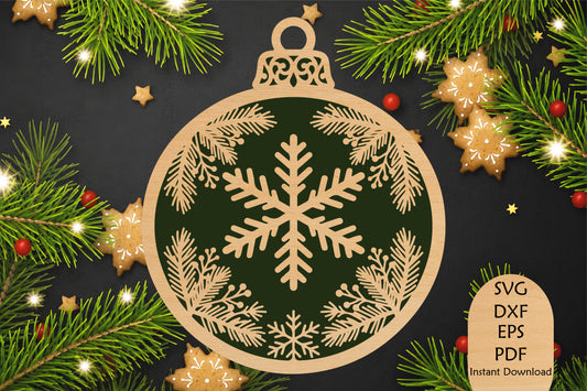 Snowflake Christmas Ornament Laser Cut SVG