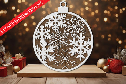 Snowflake Christmas Ornament Laser Cut SVG