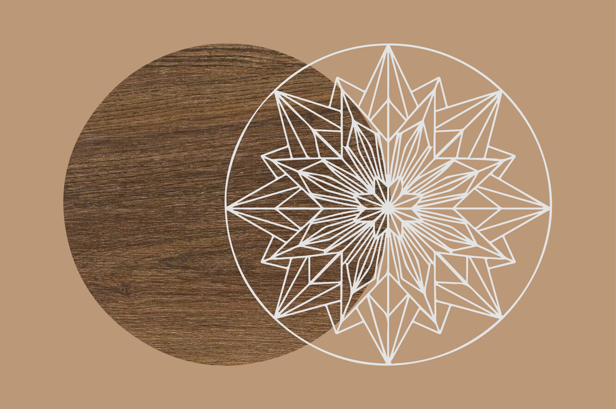 Geometric Snowflake Round Sign Laser Cut SVG