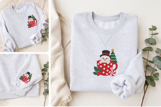 Snowman Christmas Embroidery Design – Cute Snowman Machine Embroidery Pattern, Festive Holiday & Winter Embroidery Design