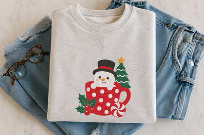 Snowman Christmas Embroidery Design – Cute Snowman Machine Embroidery Pattern, Festive Holiday & Winter Embroidery Design