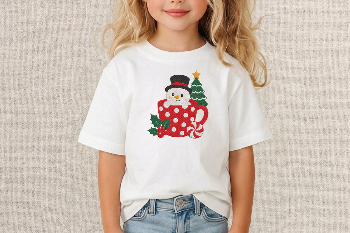 Snowman Christmas Embroidery Design – Cute Snowman Machine Embroidery Pattern, Festive Holiday & Winter Embroidery Design