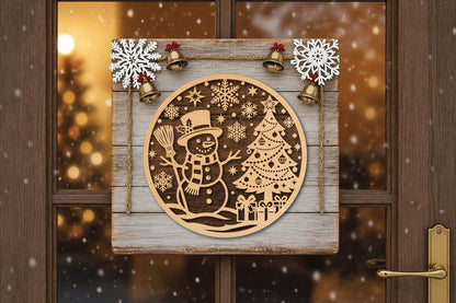 Snowman Christmas Laser Cut SVG, Snowman Christmas Tree Ornament Cut File