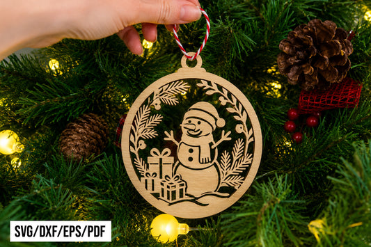 Snowman Christmas Ornament Laser Cut SVG