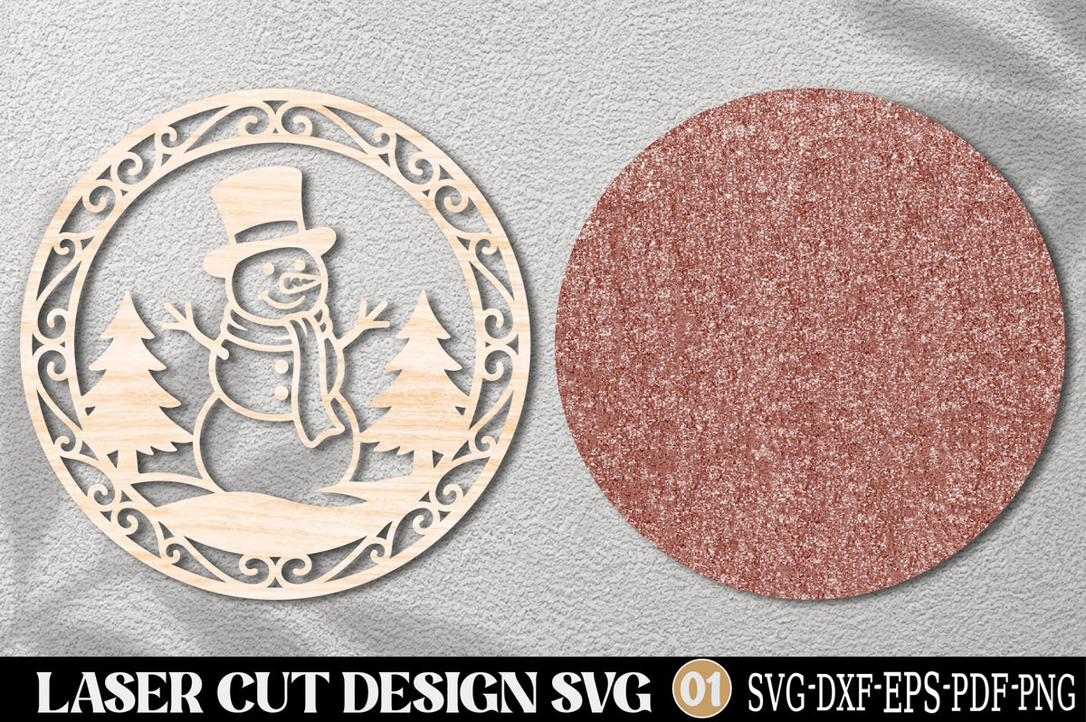 Snowman Christmas Ornament Laser Cut SVG | Winter Snowman Christmas Design