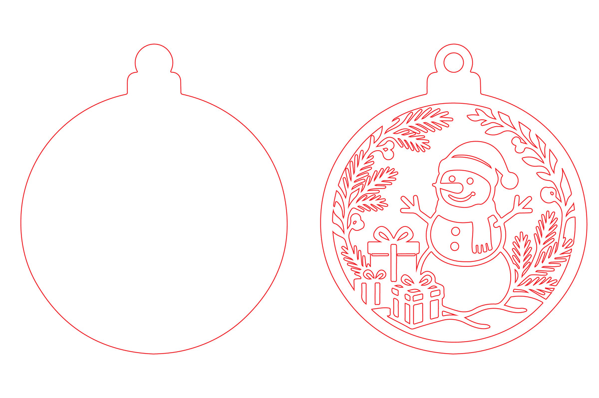 Snowman Christmas Ornament Laser Cut SVG