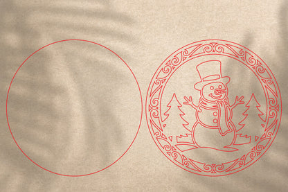 Snowman Christmas Ornament Laser Cut SVG | Winter Snowman Christmas Design