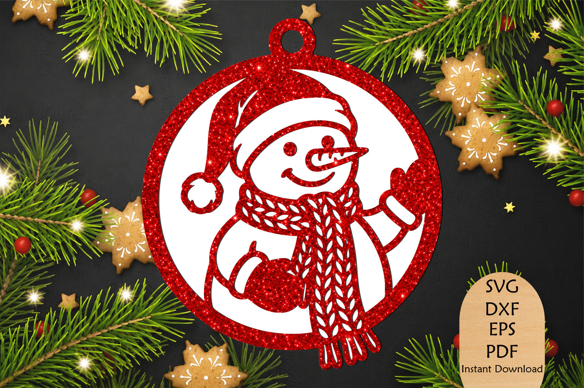 Snowman Christmas Ornament Laser Cut SVG