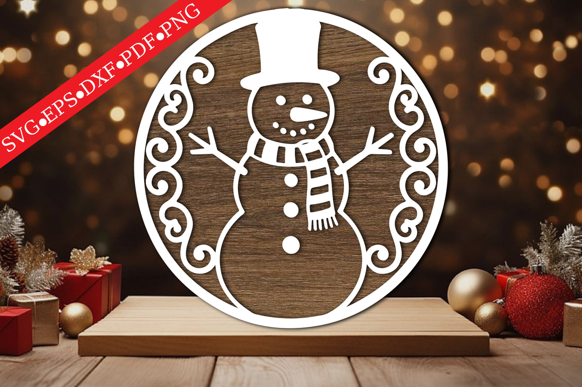 Snowman Christmas Ornament Laser Cut SVG