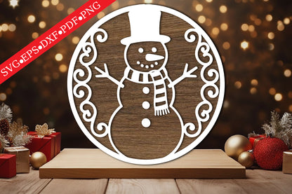 Snowman Christmas Ornament Laser Cut SVG
