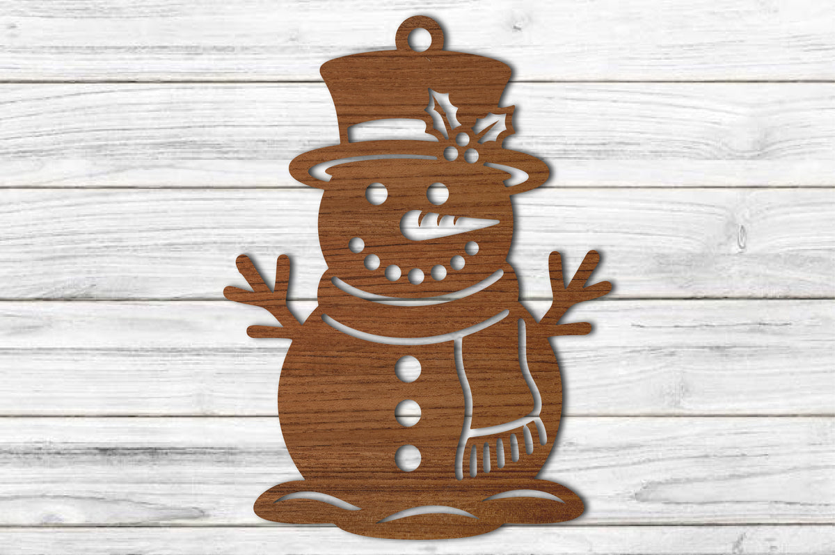 Snowman Christmas Ornament SVG | Winter Snowman Laser Cut Design