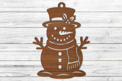 Snowman Christmas Ornament SVG | Winter Snowman Laser Cut Design