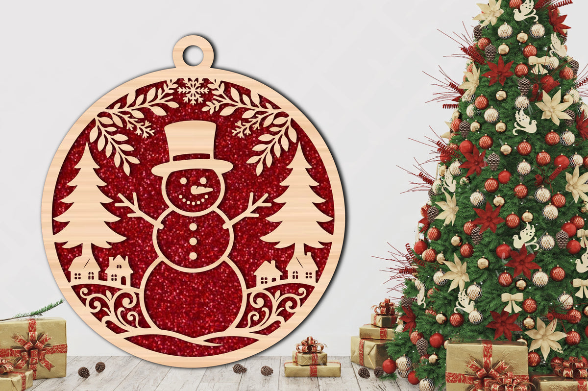 Snowman Christmas Ornament Laser Cut SVG